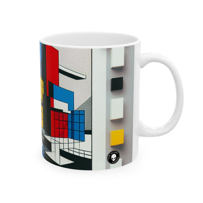 "Techno-Triangles: A Constructivist Exploration of Modern Innovation" - The Alien Ceramic Mug 11oz Constructivism