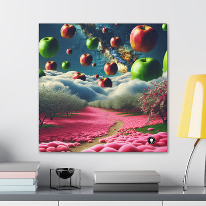 "Apple Sky and Pink Flower Carpet: A Surreal Landscape" - The Alien Canva