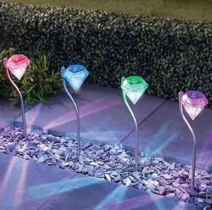 Luz de diamante de jardín con energía solar