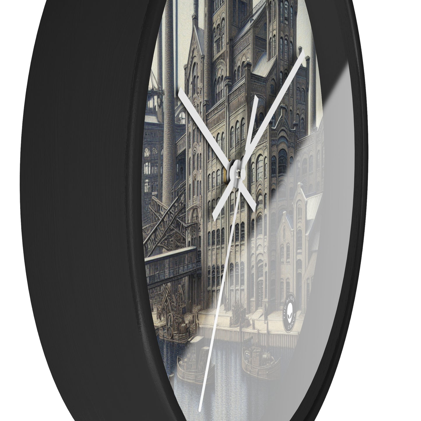 "Urban Precision: Modern Cityscape in the Style of Precisionism" - The Alien Wall Clock Precisionism