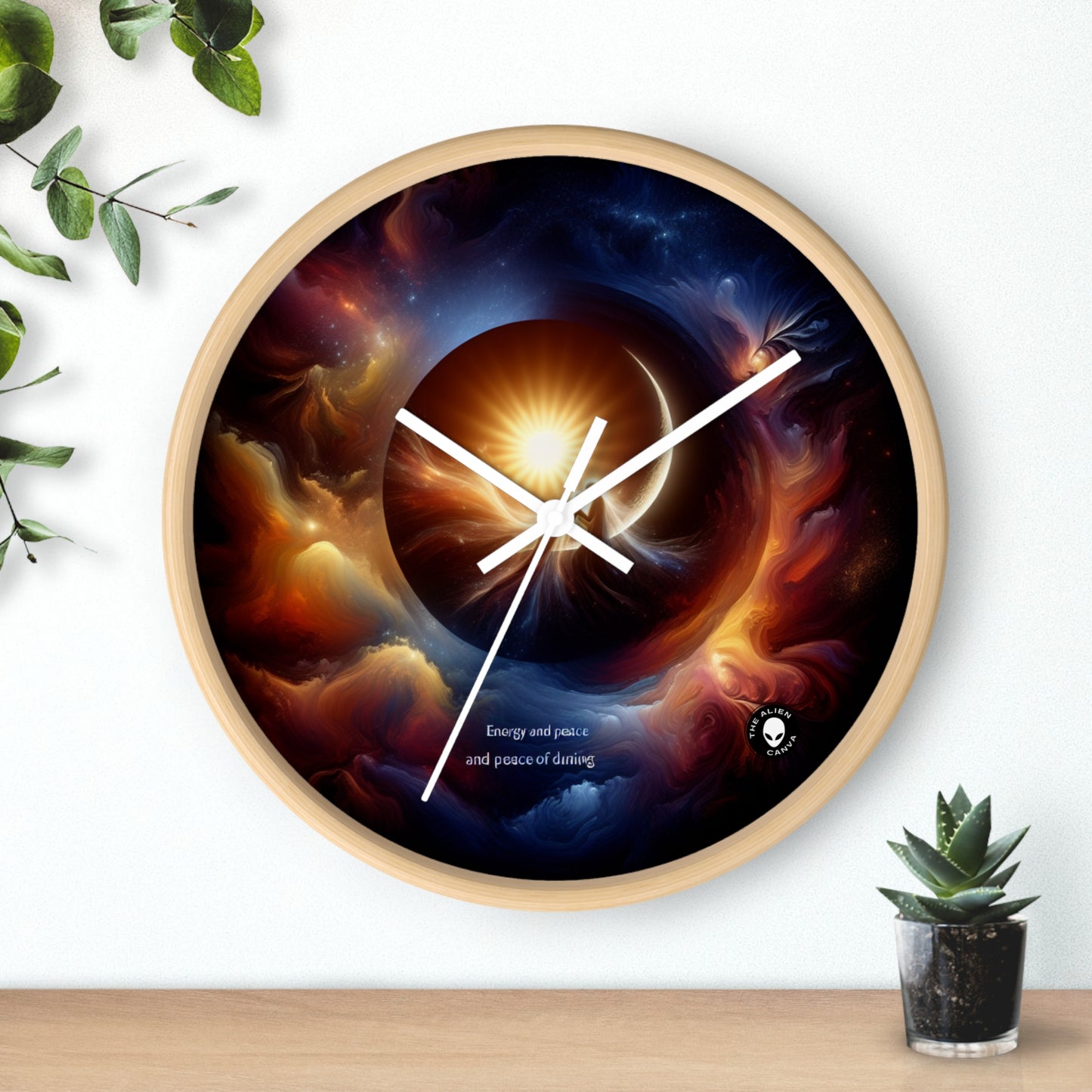 "Celestial Embrace: The Fusion of Sun and Moon" - The Alien Wall Clock