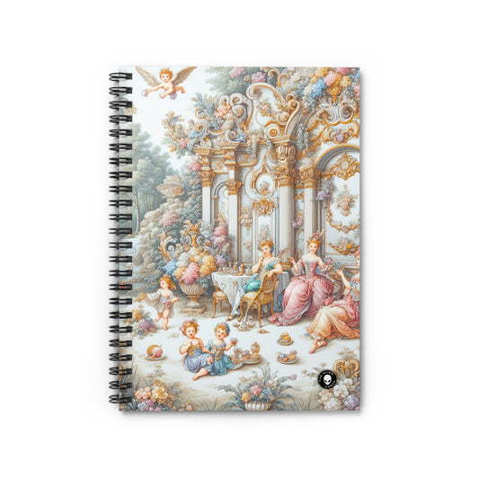 "A Garden of Rococo Delights: A Whimsical Extravaganza" - The Alien Spiral Notebook (Ruled Line) Rococo