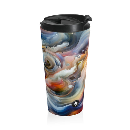 "Living Canvas: The Transcendence of Art and Humanity" - The Alien Stainless Steel Travel Mug Video Art