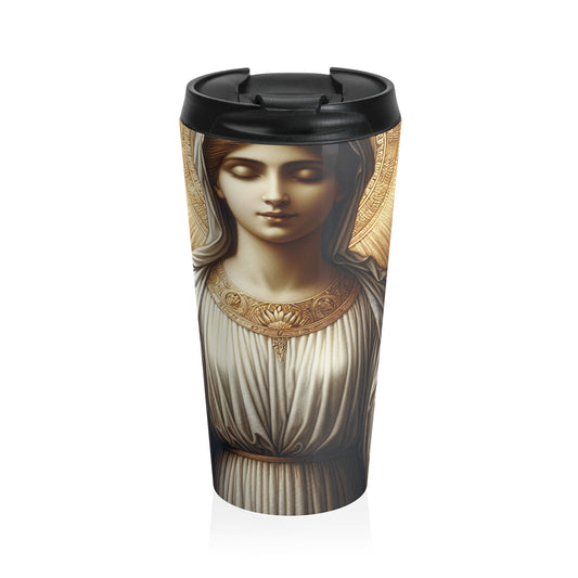 "La Virgen Radiante" - Taza de Viaje de Acero Inoxidable Alien Arte Religioso