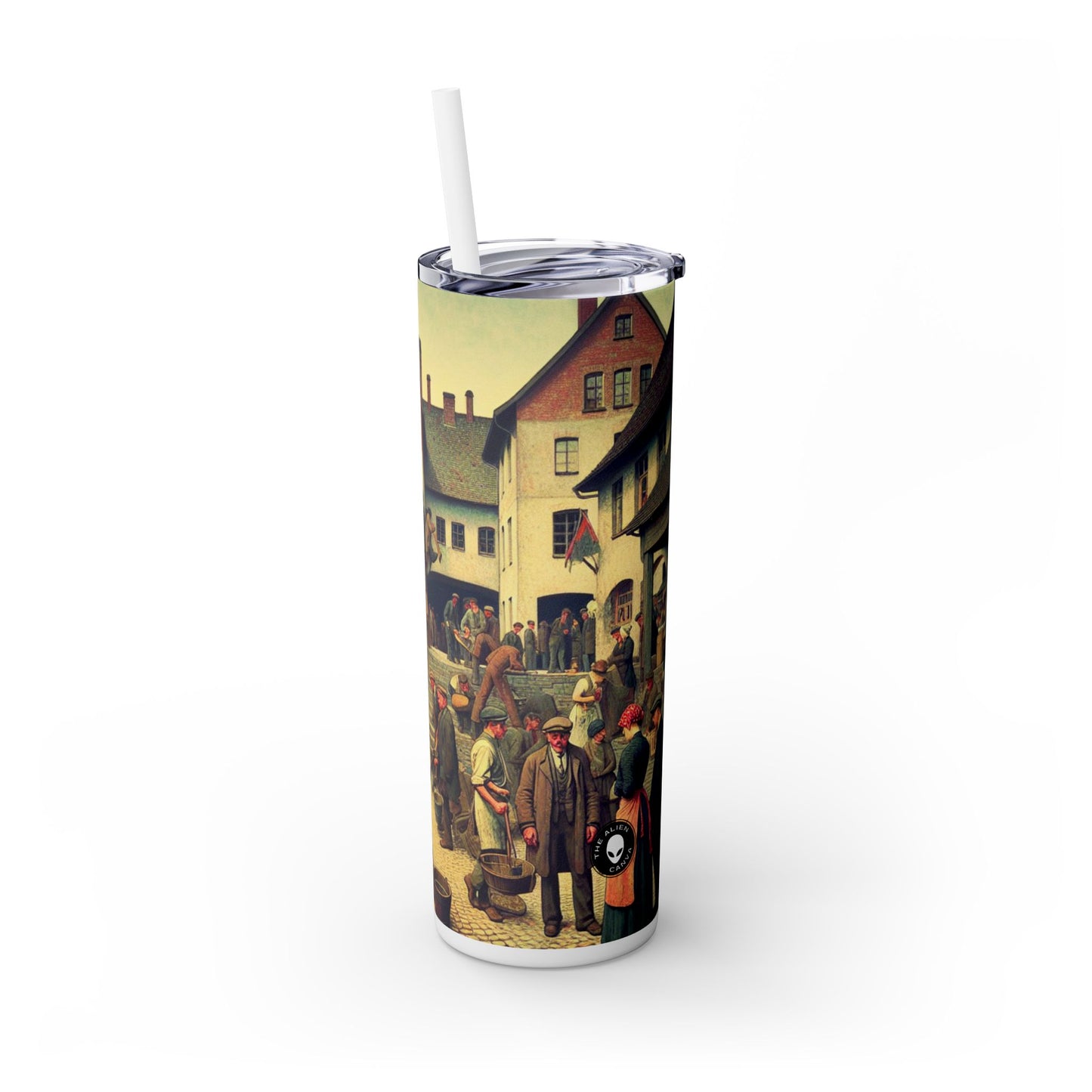 "Community Clean-Up: Restoring Urban Beauty Together" - The Alien Maars® Skinny Tumbler with Straw 20oz Social Realism