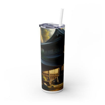 "Golden Hour Bliss: Photographic Realism Landscape" - The Alien Maars® Skinny Tumbler with Straw 20oz Photographic Realism