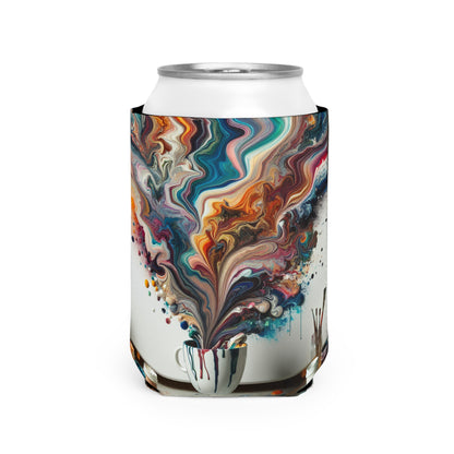 "A Paint Poured Paradise: Acrylic Pouring Art" - The Alien Can Cooler Sleeve Acrylic Pouring Style
