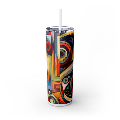 "Stormy Symphony: A Captivating Abstract Expressionist Painting" - The Alien Maars® Skinny Tumbler with Straw 20oz Expressionism