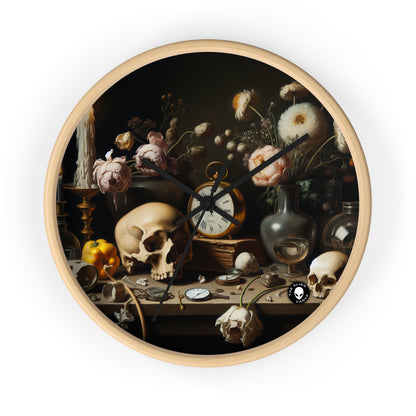 "Digital Decay: A Contemporary Vanitas Examining Consumerism in the 21st Century" - The Alien Wall Clock Vanitas Painting