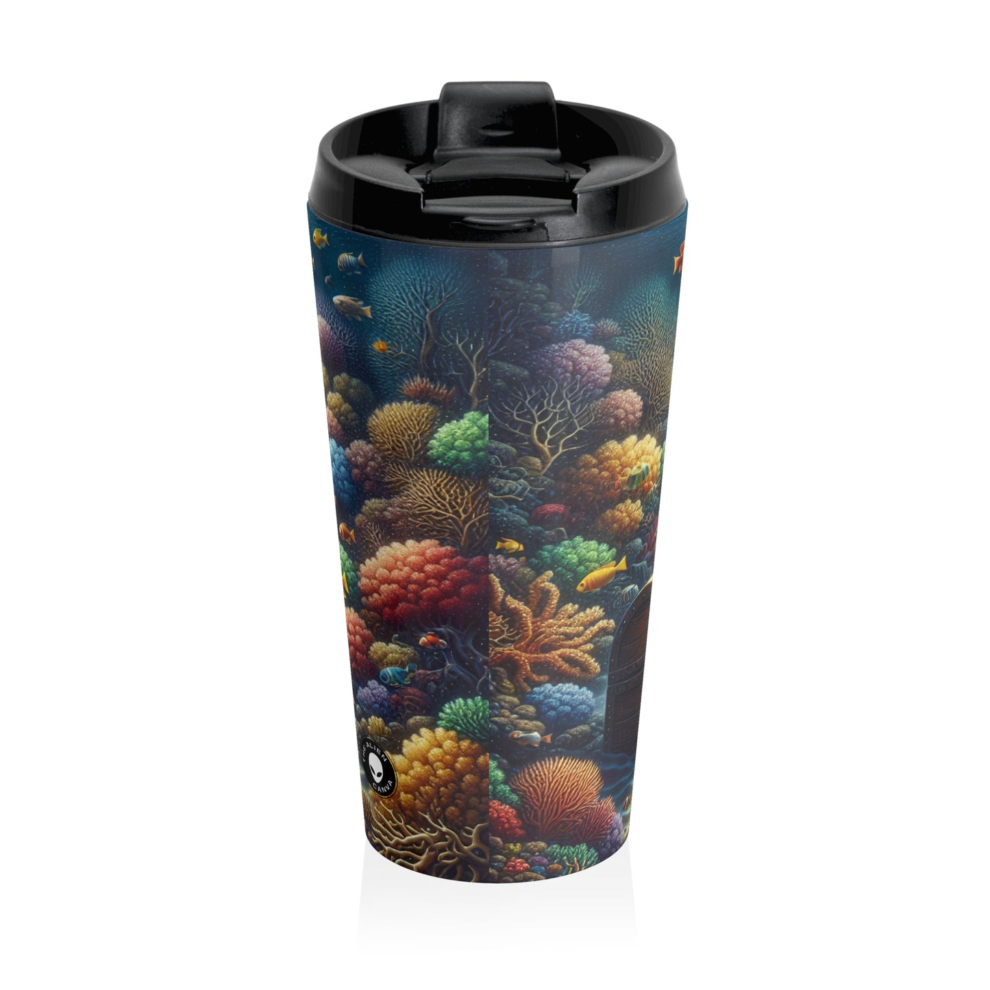 "Beneath the Waves: Treasure in the Coral Reef" - The Alien Stainless Steel Travel Mug