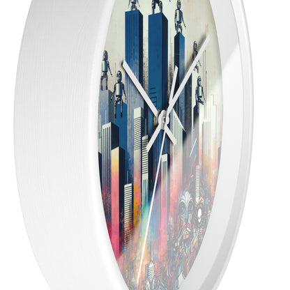 "Robotic Cityscape: A Futuristic Mural" - The Alien Wall Clock Street Art / Graffiti