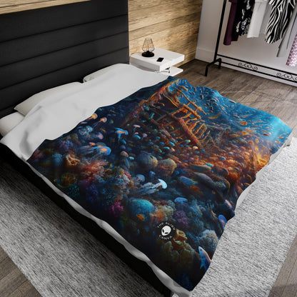 "Enigmatic Underwater World" - The Alien Velveteen Plush Blanket