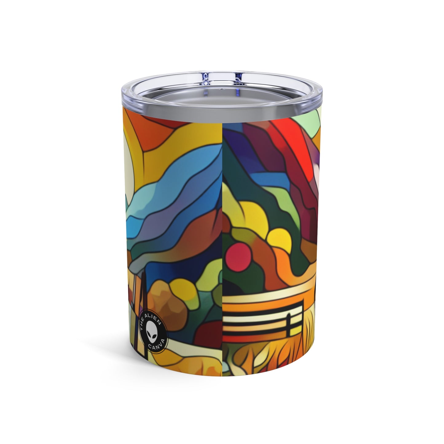 « Paysage urbain futuriste au néon » - The Alien Tumbler 10oz Hard-edge Painting