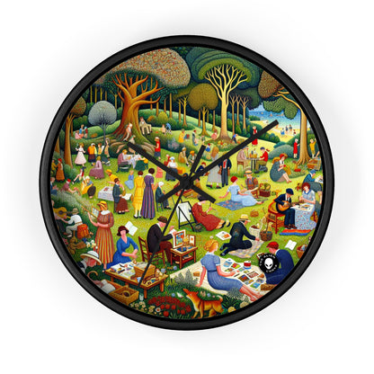 "Whimsical Village Delights" - The Alien Wall Clock Naïve Art