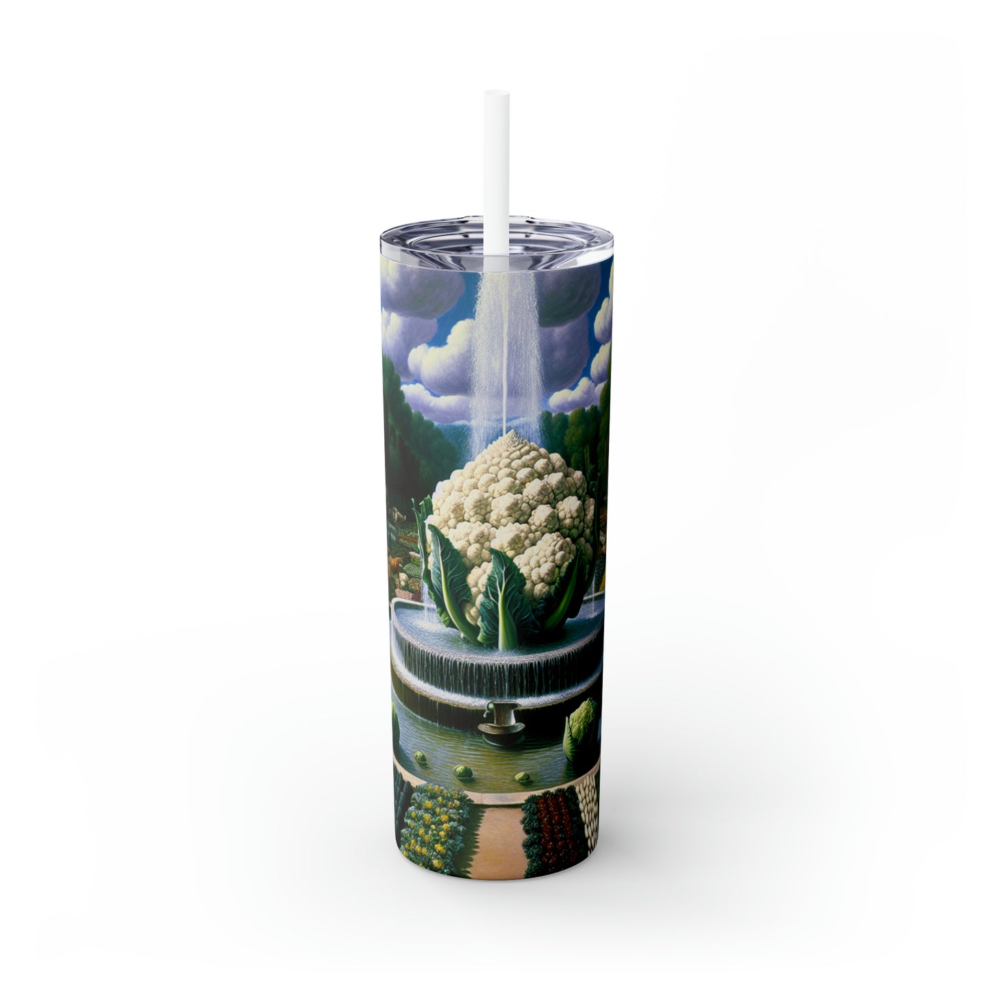 "The Vegetable Fountain: A Cauliflower Conglomerate" - The Alien Maars® Skinny Tumbler with Straw 20oz Surrealism