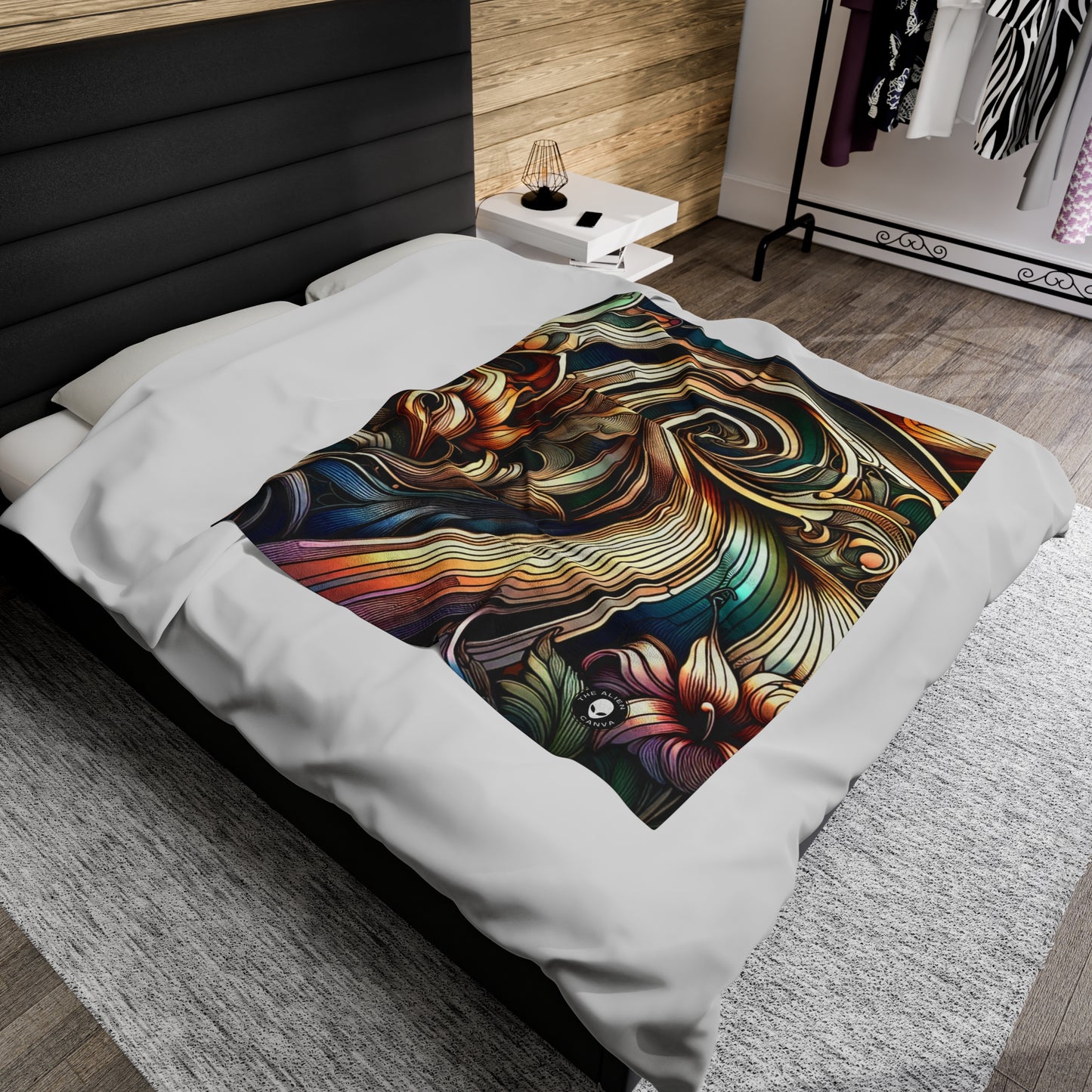 "Floral Elegance: Art Nouveau Botanical Garden Poster" - The Alien Velveteen Plush Blanket Art Nouveau