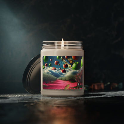 "Apple Sky and Pink Flower Carpet: A Surreal Landscape" - The Alien Scented Soy Candle 9oz