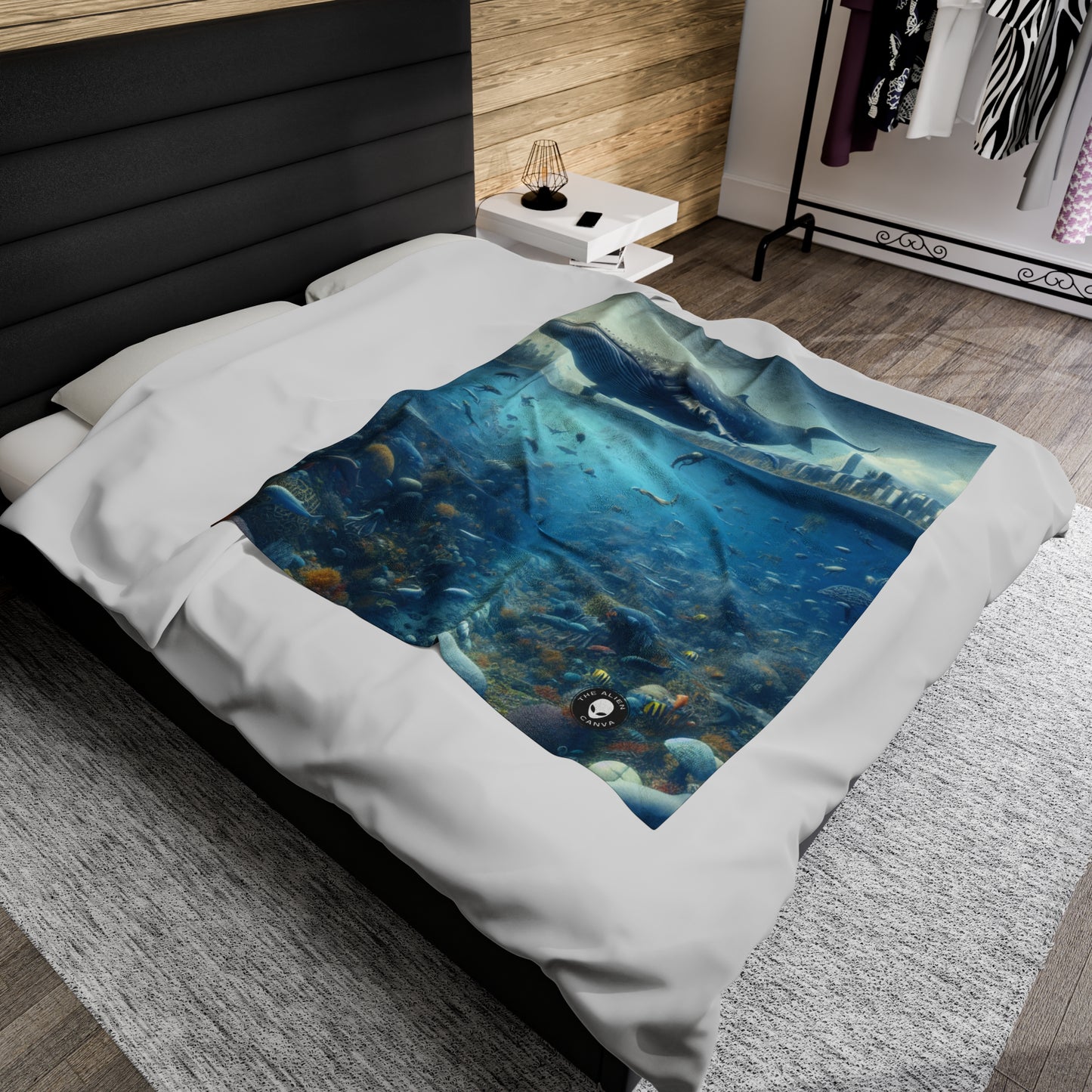 "Whale City: A Surreal Underwater Wonderland" - The Alien Velveteen Plush Blanket