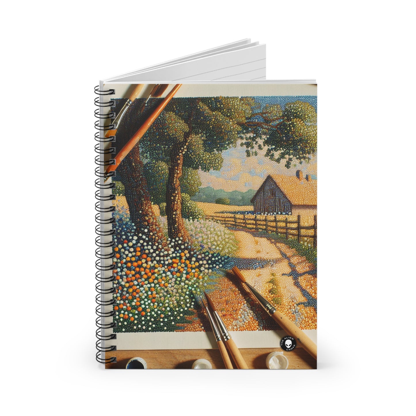 "Autumn Bliss: Pointillism Forest" - The Alien Spiral Notebook (Ligne Lignée) Pointillisme