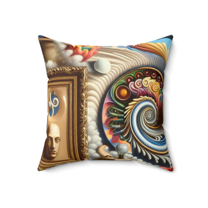 "Temporal Meltdown: Surreal Landscape"- The Alien Spun Polyester Square Pillow Surrealism