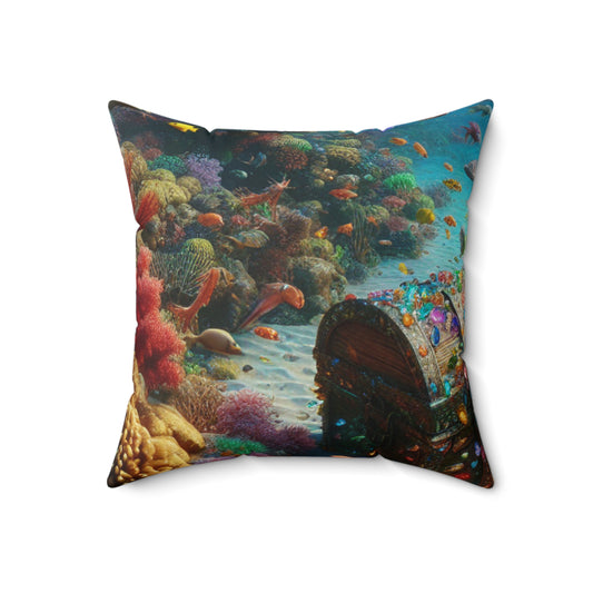 "Jeweled Depths: Discover the Hidden Treasure"- The Alien Spun Polyester Square Pillow