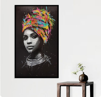 Peinture sur toile femme africaine turban