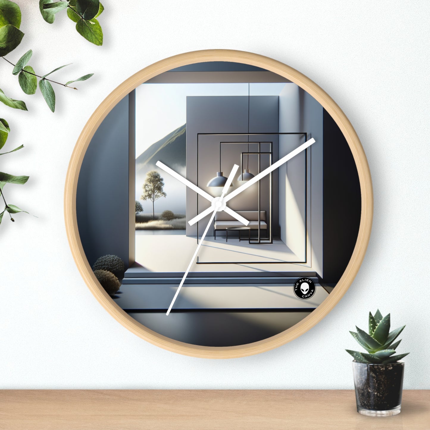 "Monochrome Equilibrium: A Minimalist Exploration of Balance" - The Alien Wall Clock Minimalism