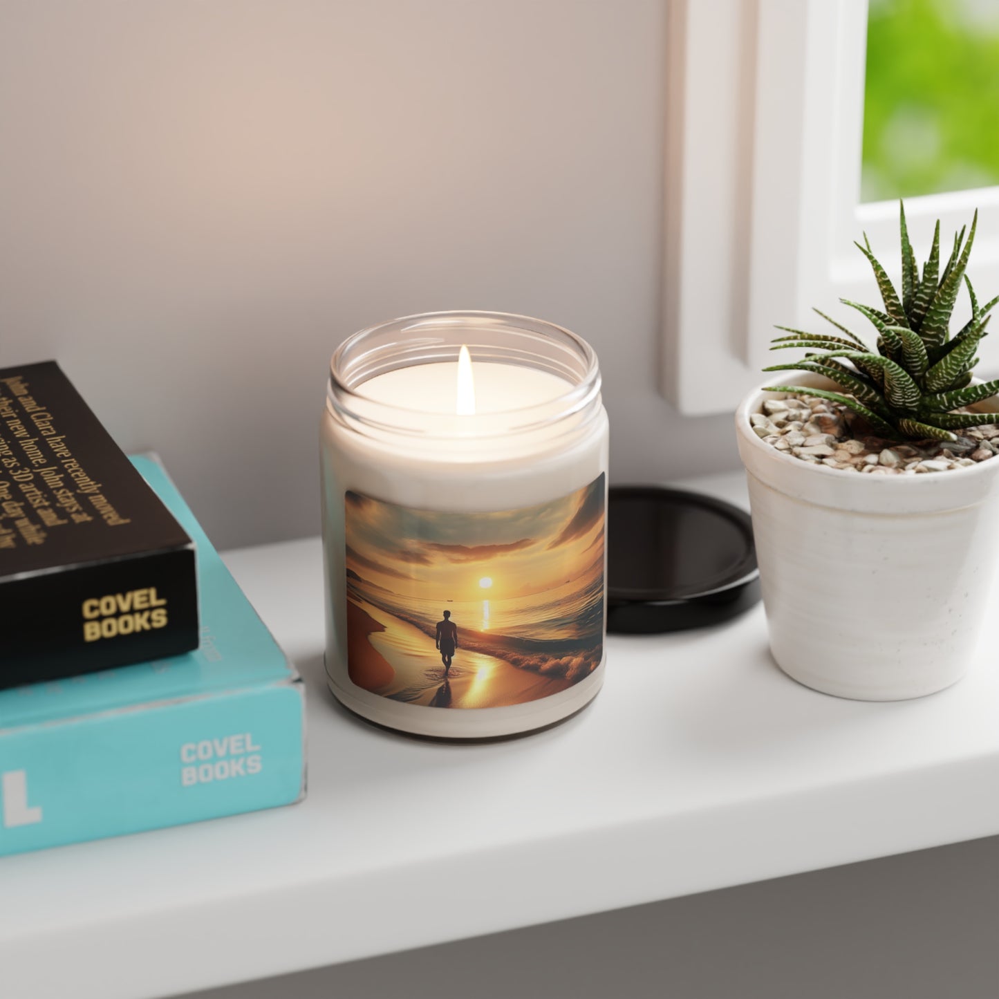 "A Stroll Along the Beach at Sunset" - The Alien Scented Soy Candle 9oz Photorealism Style