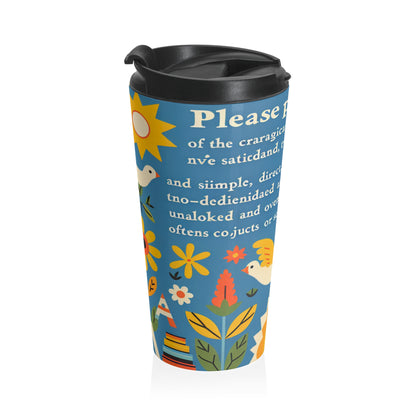 "Innocent Adventures: Whimsical Jungle Explorer" - The Alien Stainless Steel Travel Mug Naïve Art