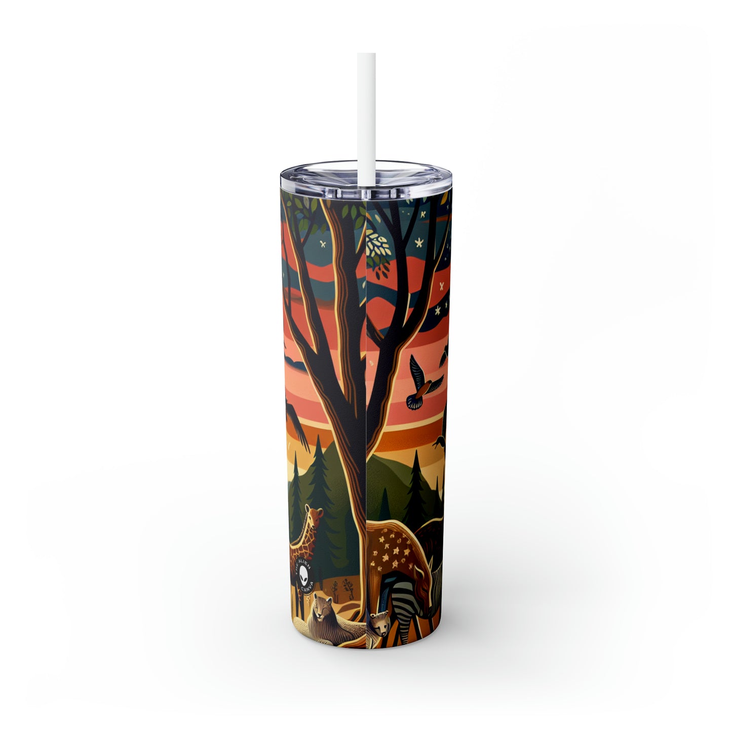 "Natural Primalism: Revealing the Essence" - The Alien Maars® Skinny Tumbler with Straw 20oz Primitivism