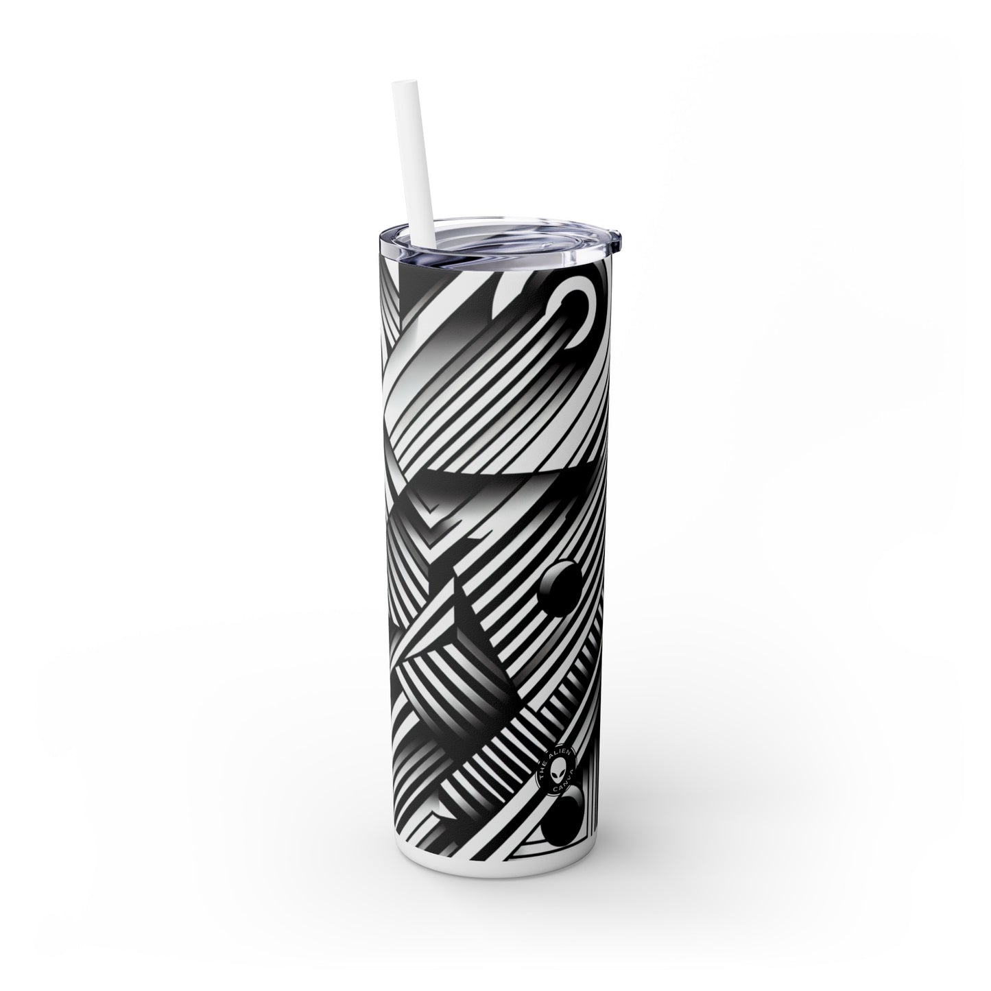 "Swirling Kaleidoscope: A Bold Op Art Vortex" - The Alien Maars® Skinny Tumbler with Straw 20oz Optical Art (Op Art)