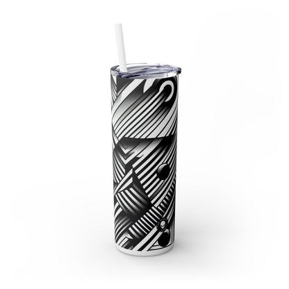 "Kaléidoscope tourbillonnant : un vortex audacieux d'art op" - The Alien Maars® Skinny Tumbler avec paille 20oz Optical Art (Op Art)