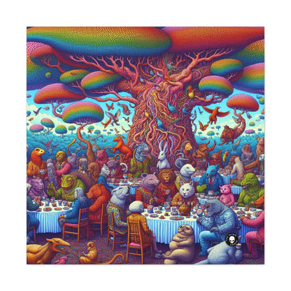 "Animal Tea Party in a Rainbow Wonderland" - The Alien Canva