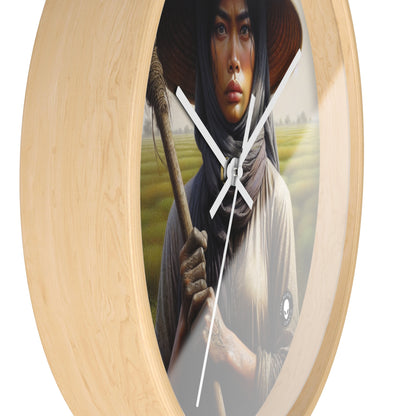 "Farmer in the Fields: A Weathered Reflection" - The Alien Wall Clock Realism