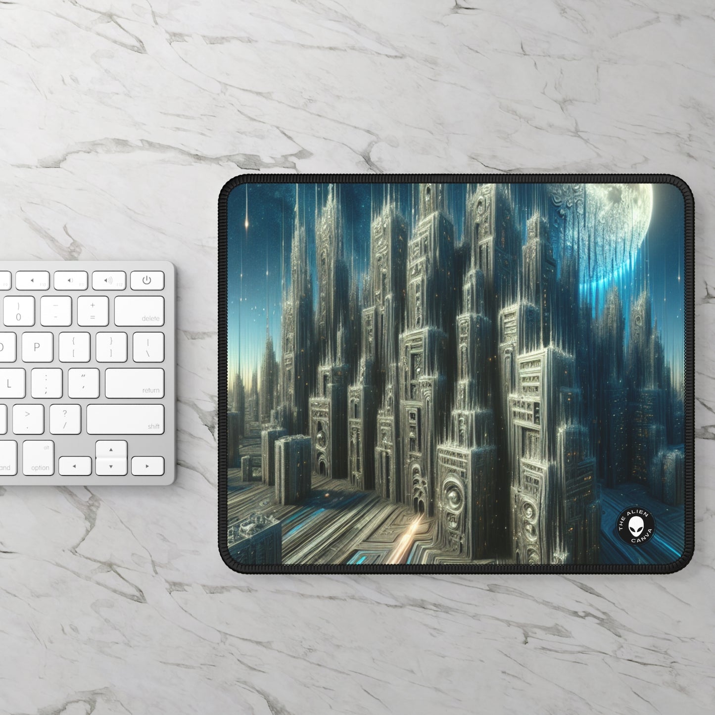 "Nighttime Cityscape Melt" - The Alien Gaming Mouse Pad