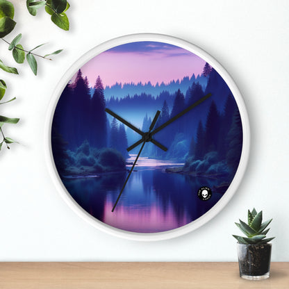 "Twilight Tranquility: Forest River Reflections" - The Alien Wall Clock