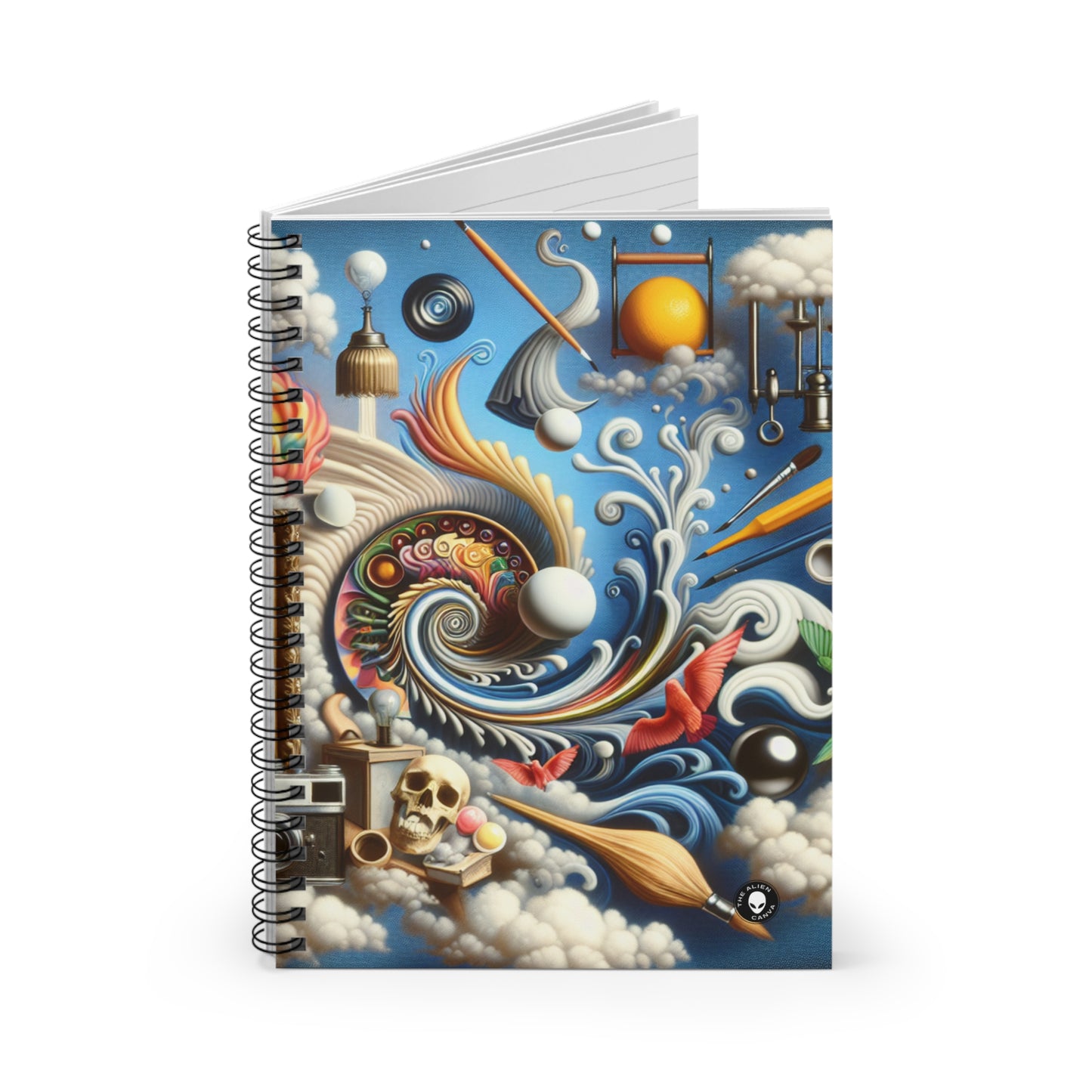 "Fusion temporelle : paysage surréaliste" - Le carnet à spirale Alien (ligne lignée) Surréalisme