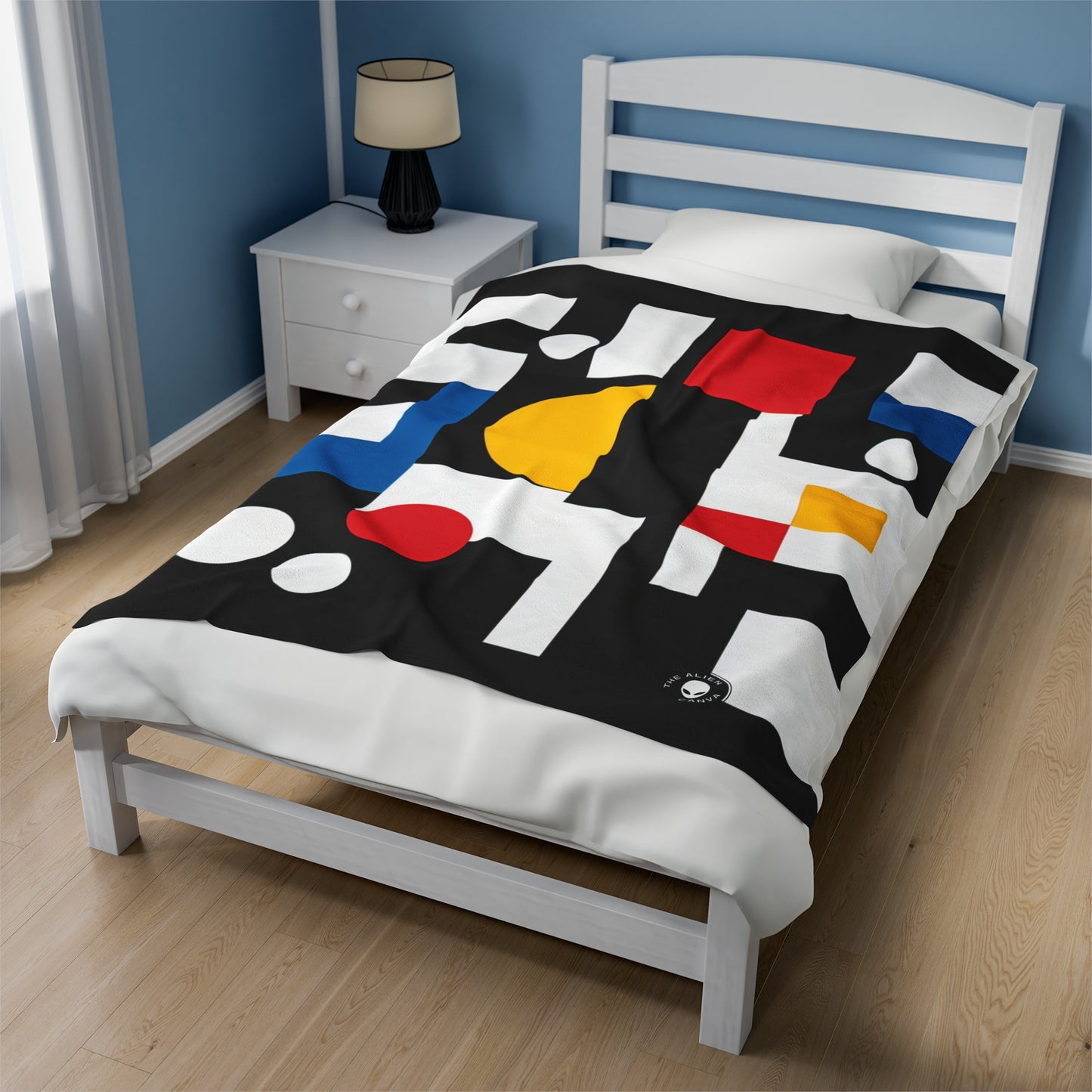 "Suprematic Harmony: Exploring Geometric Composition with Bold Colors" - The Alien Velveteen Plush Blanket Suprematism