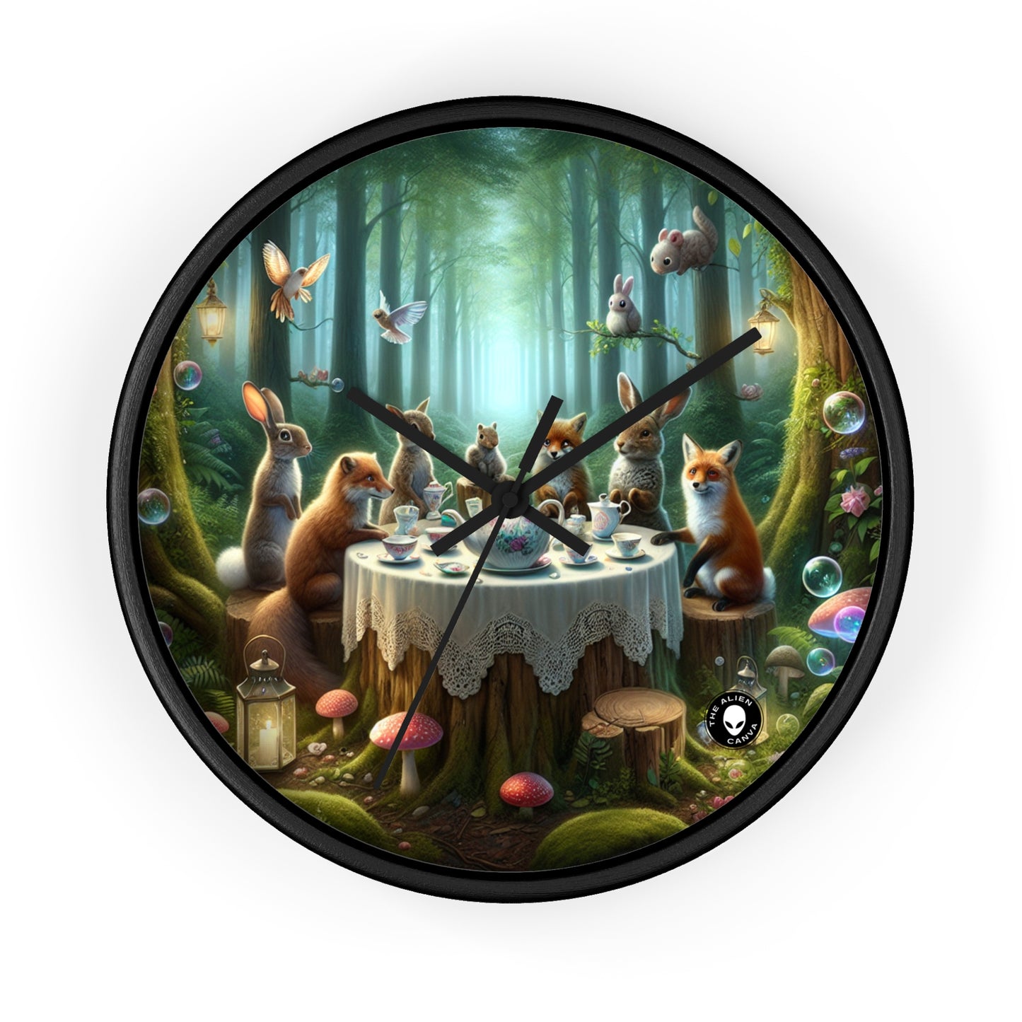 "Enchanted Forest Tea Time" - The Alien Wall Clock