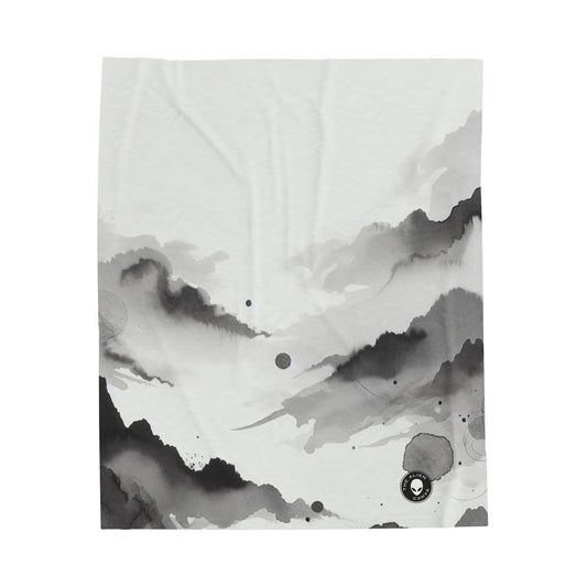 "Susurros del bosque iluminado por la luna" - La pintura de lavado de tinta de manta de felpa de pana alienígena