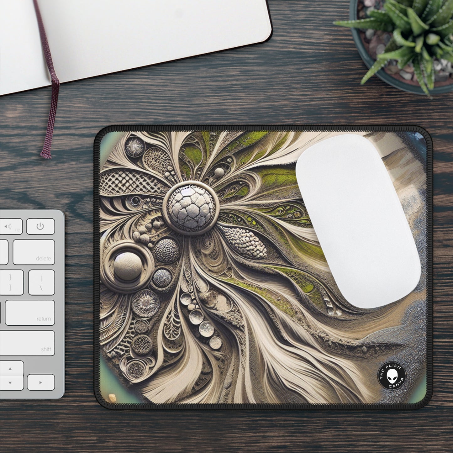 "Sandy Symphony: A Colorful Stone Mosaic on the Beach" - The Alien Gaming Mouse Pad Land Art