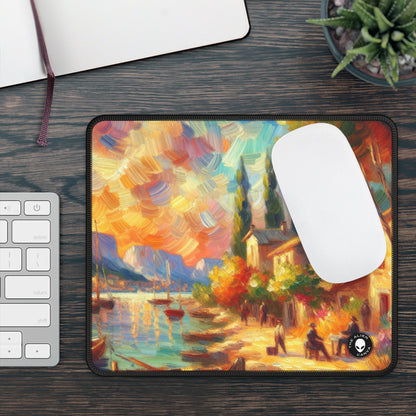 Golden Dusk: A Serene Impressionist Stroll by the Water - The Alien Gaming Mouse Pad Impressionism