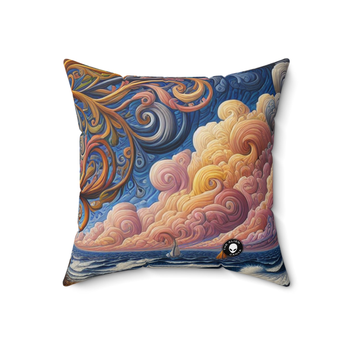 "Oasis Illusion: An Immersive Hyperrealistic Experience"- The Alien Spun Polyester Square Pillow Hyperrealism