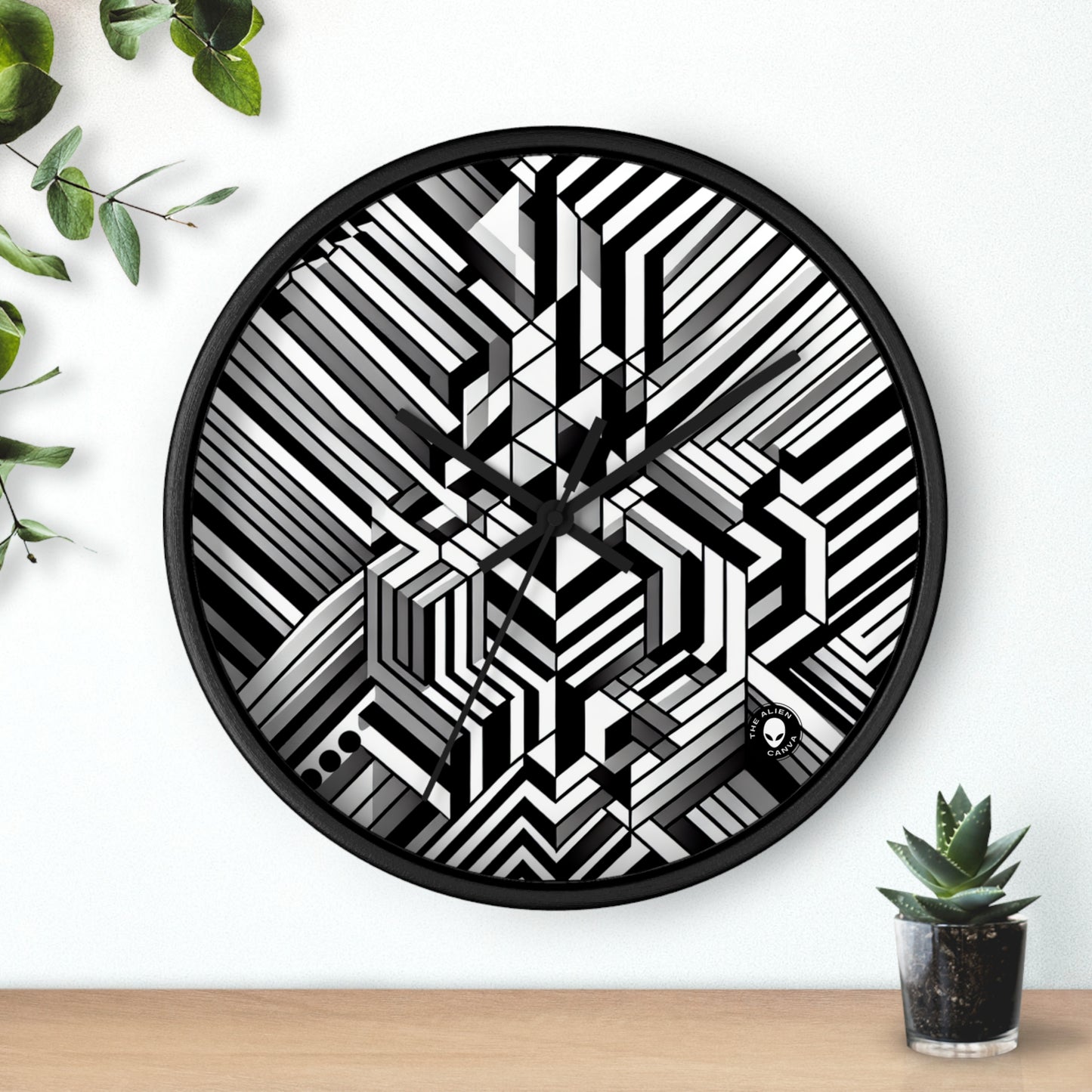 "Percepción en movimiento: una obra maestra del arte óptico alucinante" - The Alien Wall Clock Op Art