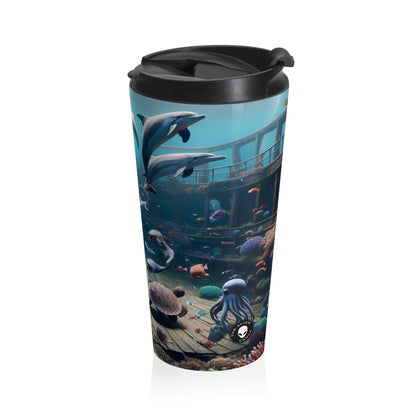 "Shipwreck Soiree: An Underwater Dance Party" - The Alien Stainless Steel Travel Mug