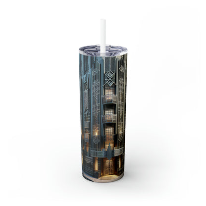 « Élégance lumineuse : une rue de ville Art déco » - The Alien Maars® Skinny Tumbler avec paille 20oz Style Art déco