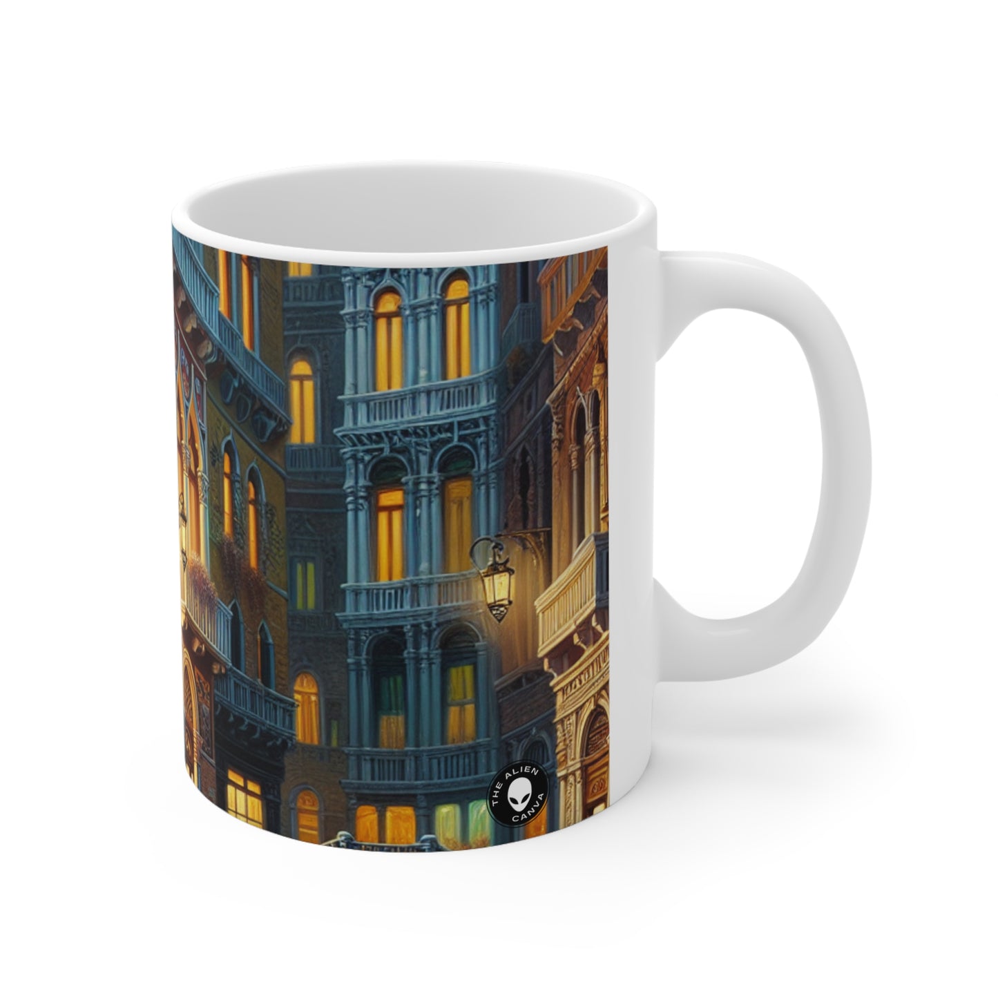 "Venetian Night: A Luminous Street Scene" - The Alien Ceramic Mug 11oz Venetian School