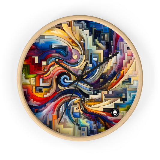 "Serene Blue: Abstract Art with Geometric Shapes" - The Alien Wall Clock Abstract Art