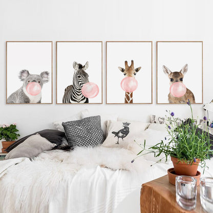 Nordic simplicity Cute koala zebra fawn canvas painting Home decoration frameless painting core Foreign trade explosion