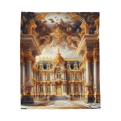 "Regal Splendor: A Gold-Plaked Baroque Palace" - La couverture en peluche Alien en velours de style baroque